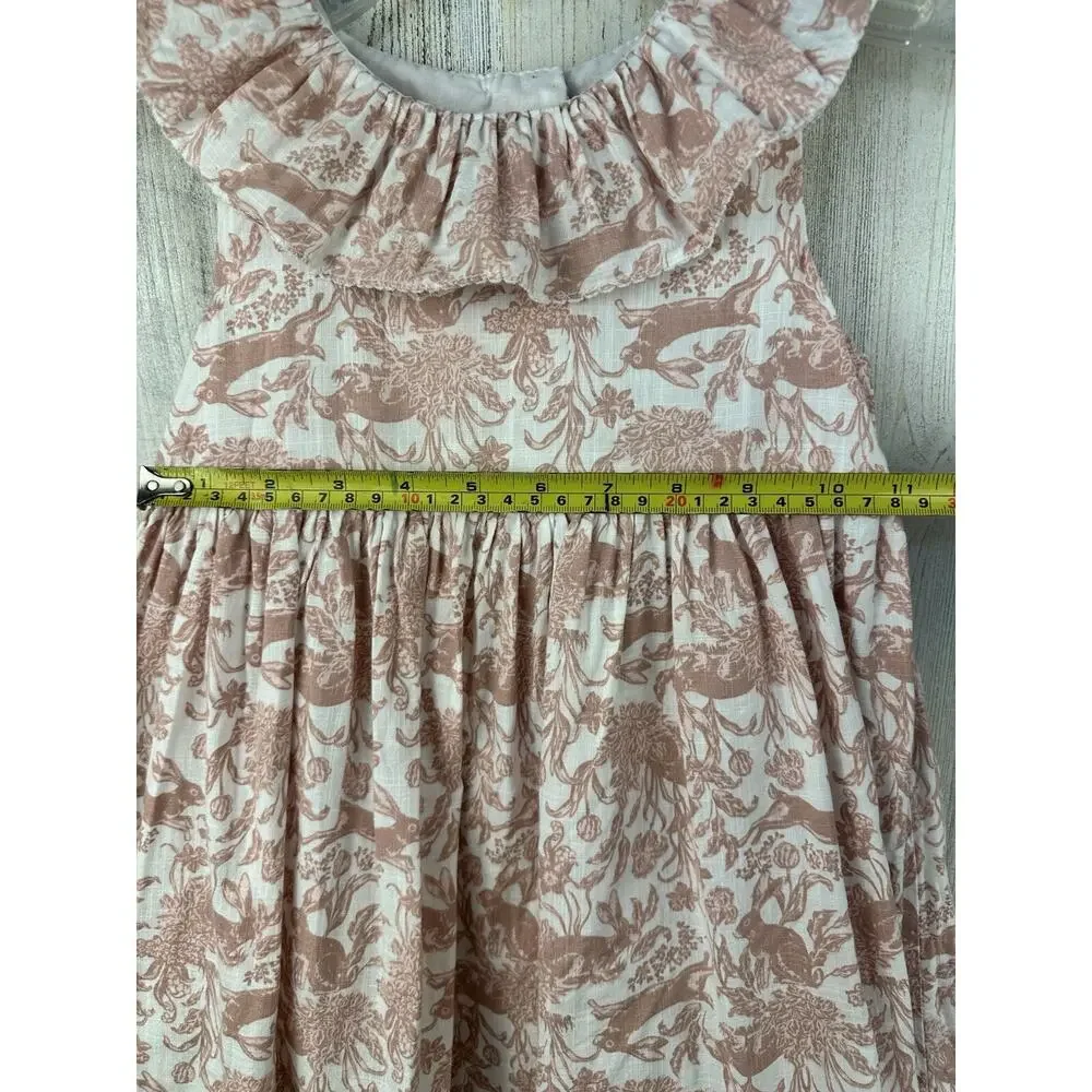 Haute Hippie Girl's 4T Dress Sleeveless Pink Toile Easter Bunny Layered Twirl‎